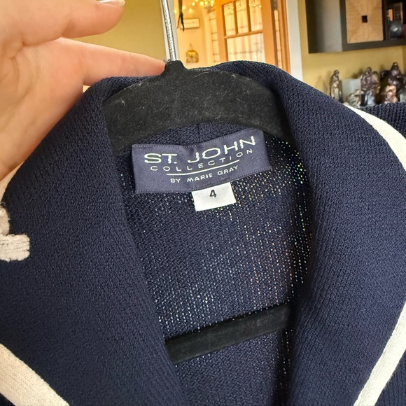 St. John Navy Jacket with White Trim and Buttons - Picture 4 of 5
